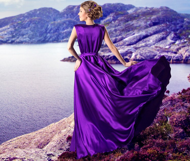 Фиолетовое свадебное платье для темноволосых невест