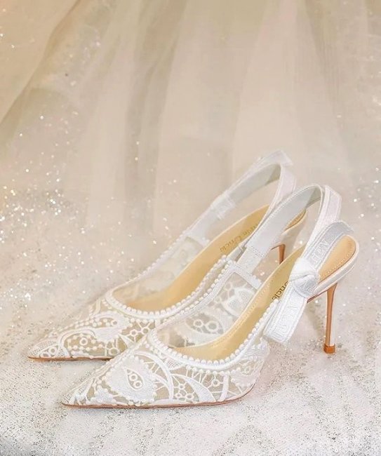 Кружевные свадебные туфли 2024
