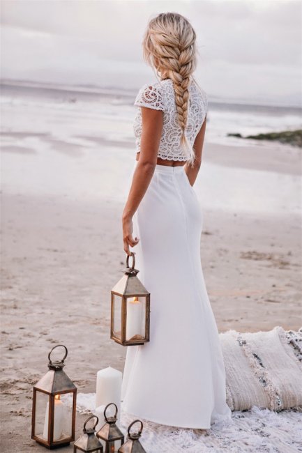 Раздельное платье для свадьбы на пляже