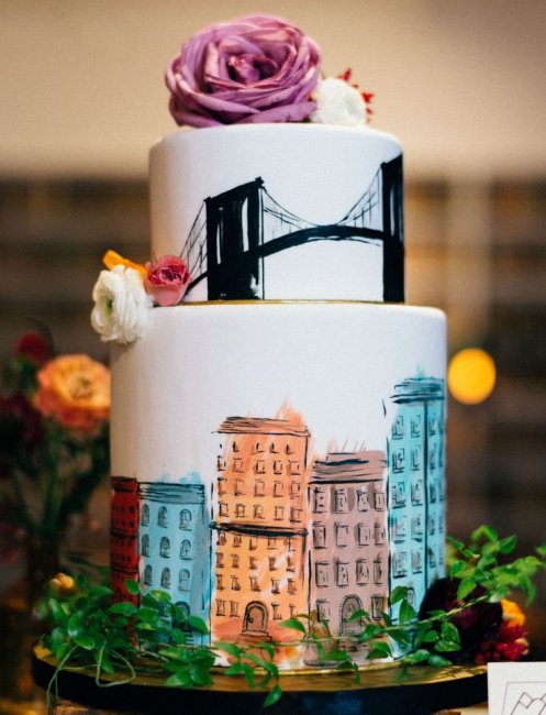 Свадебный торт с ручной росписью