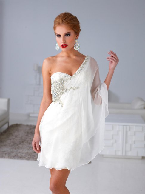 Короткое свадебное платье в греческом стиле