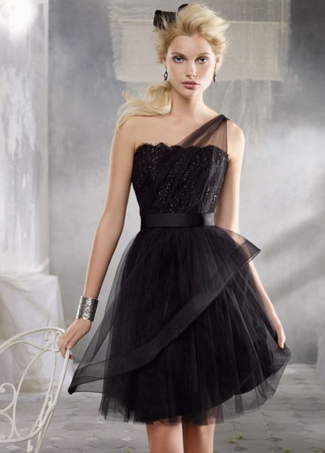 Черное короткое свадебное платье