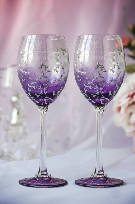 Свадебные бокалы с ручной росписью