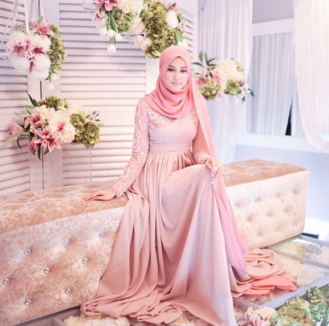 Мусульманское свадебное платье в нежных розовых тонах