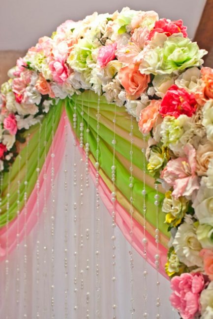 Сочетание розового с салатовым для украшения свадьбы