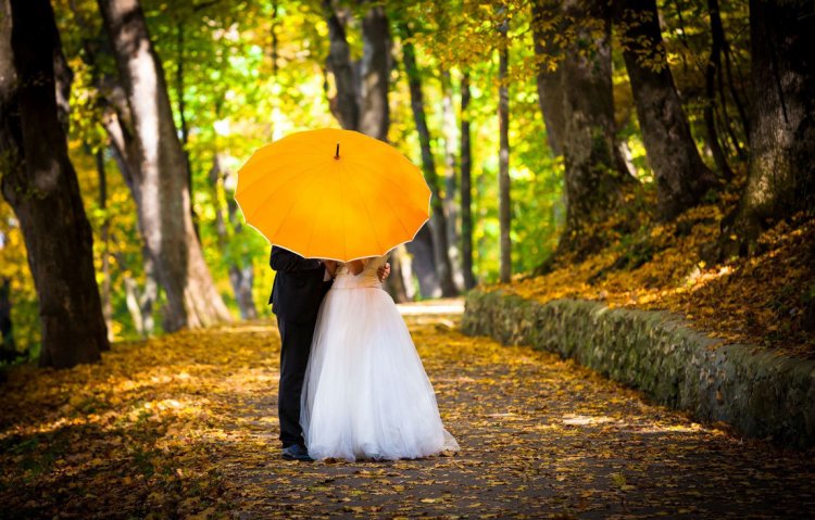 Фотосессия свадьбы в дождь