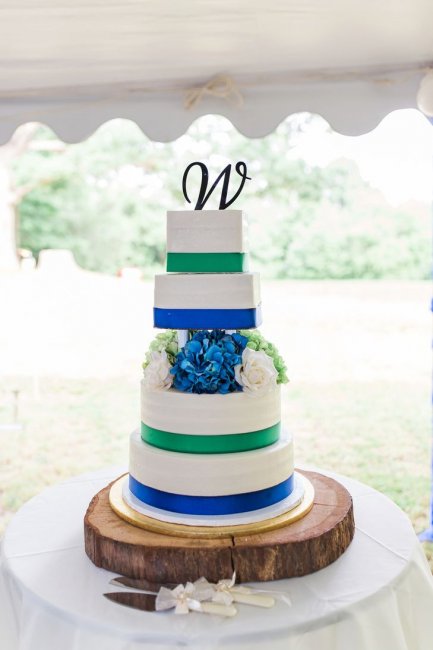 Сине-зеленый торт на свадьбу