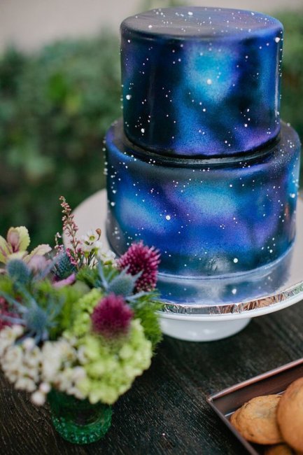 Торт на космическую свадьбу
