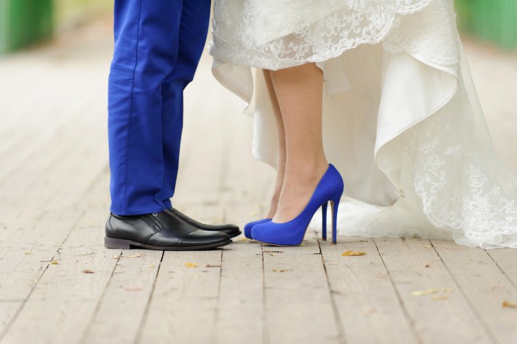 Синее в образе невесты - к счастью