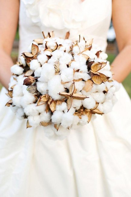 Сухоцвет хлопка в букете невесты