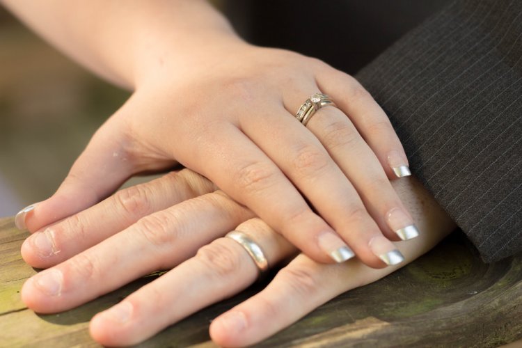 Обручальное кольцо на левой руке