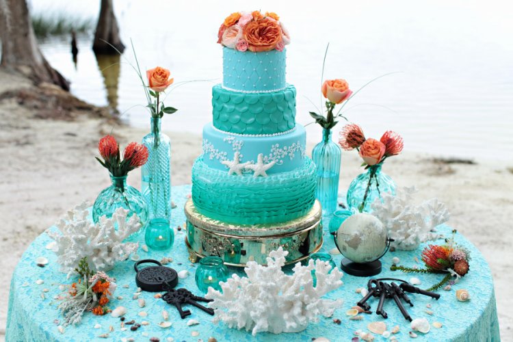 Свадебный торт для бирюзовой свадьбы