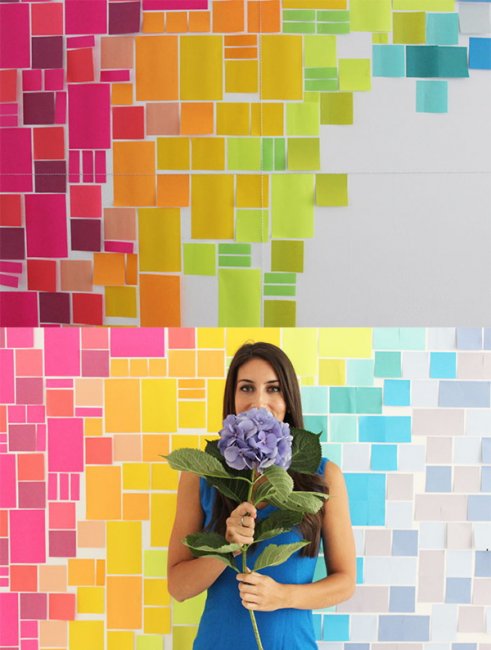 Красиво разместите цветные квадратики и прямоугольники на стене