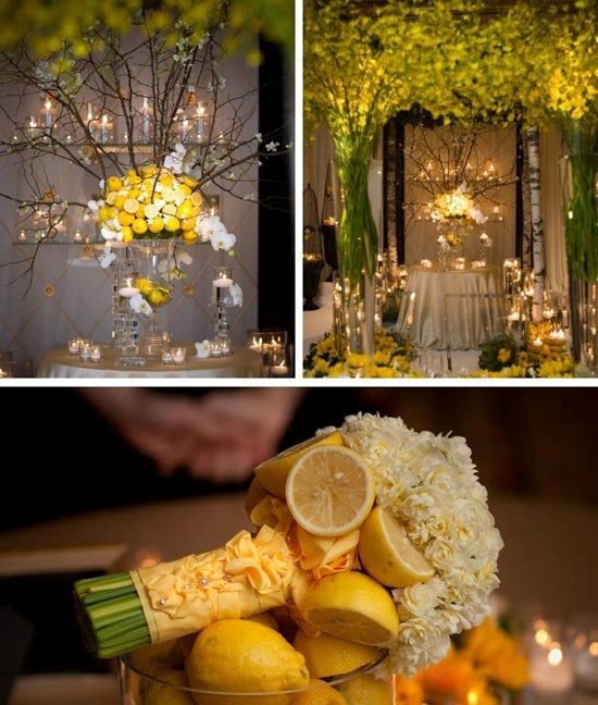 Лимонный свадебный декор