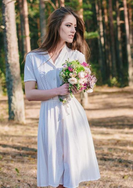 Короткое свадебное платье в стиле рустик