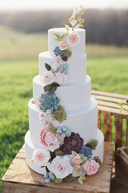 Цветущий многоярусный торт