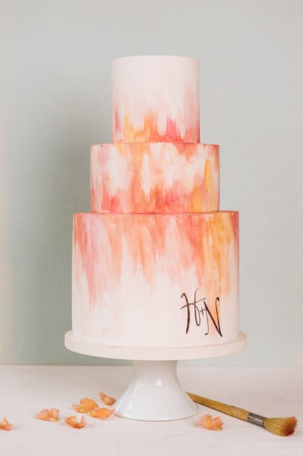 Акварельный свадебный торт