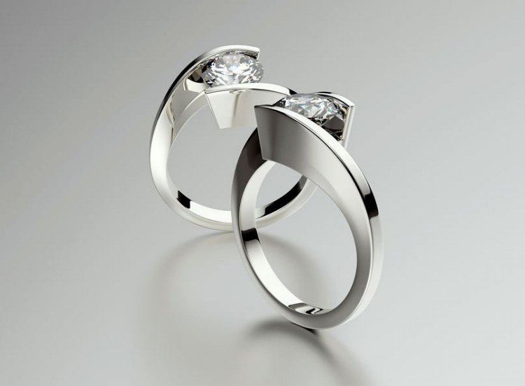 Обручальное кольцо из палладия с бриллиантами