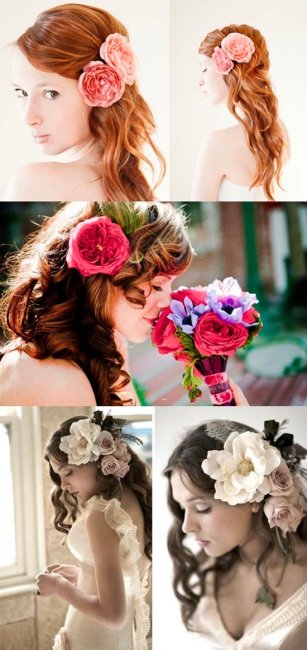 Цветы в волосах невесты