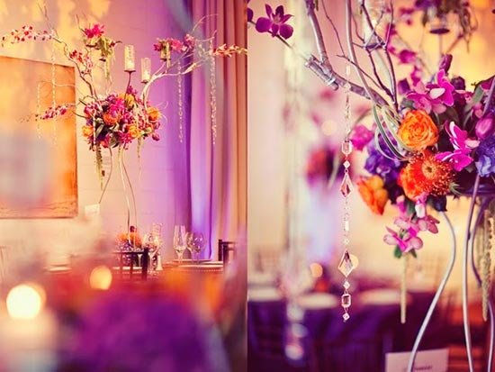 Цветочный декор свадьбы цвета фуксии