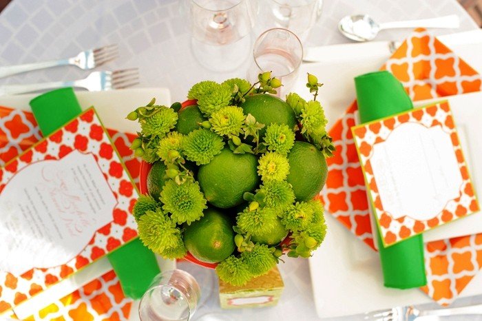 Свадьба в цвете зеленый + мандариновый