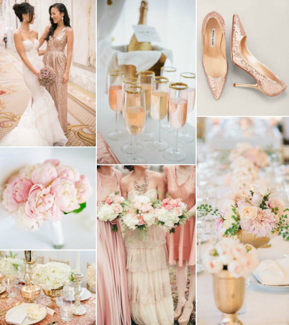 Свадьба в цвете розовый + шампань + золото