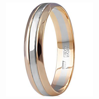 Обручальное кольцо из комбинированного золота.