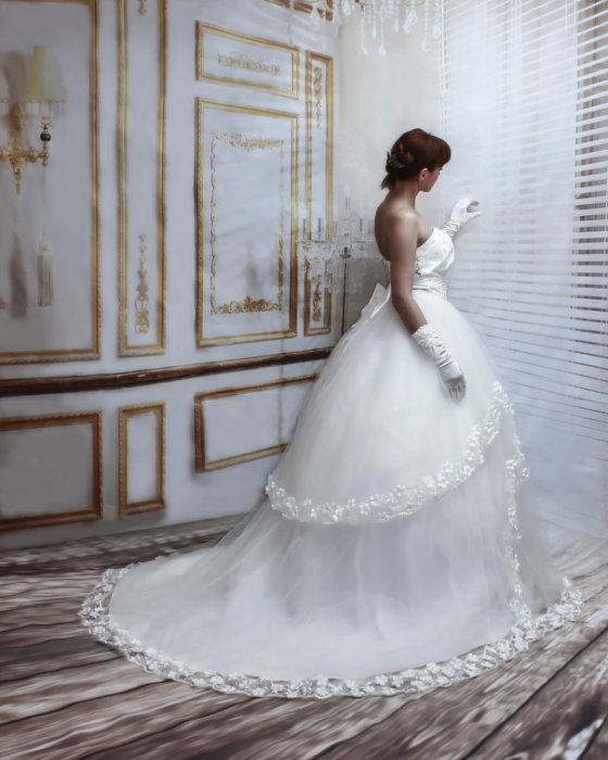 Mary. Новое свадебное платье – очень пышное и воздушное. Декоративная вышивка корсета, попоны на юбк