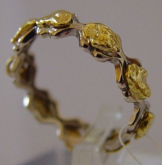 Обручальное кольцо из белого золота с самородками золота 1СК721781 3,5-3,8гр