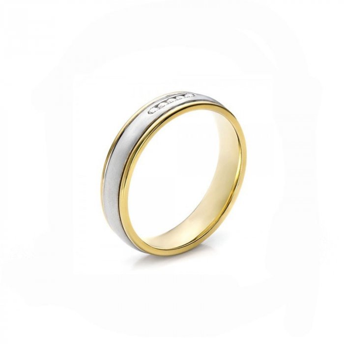 Обручальное кольцо из белого и желтого золота с бриллиантами