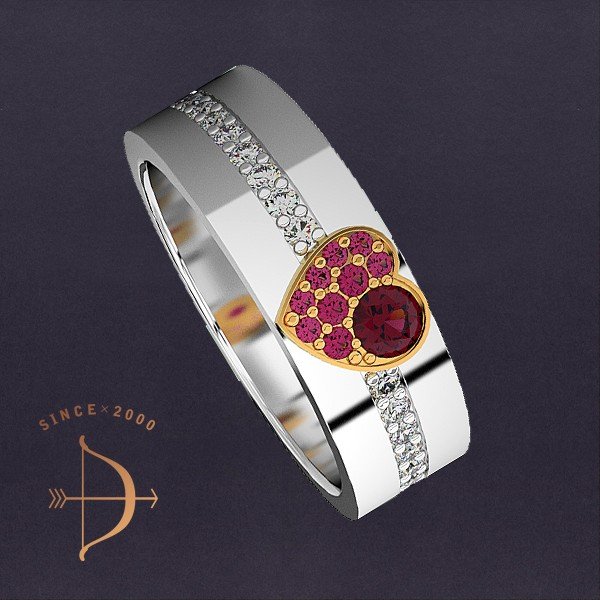 обручальное кольцо с рубинами и бриллиантами