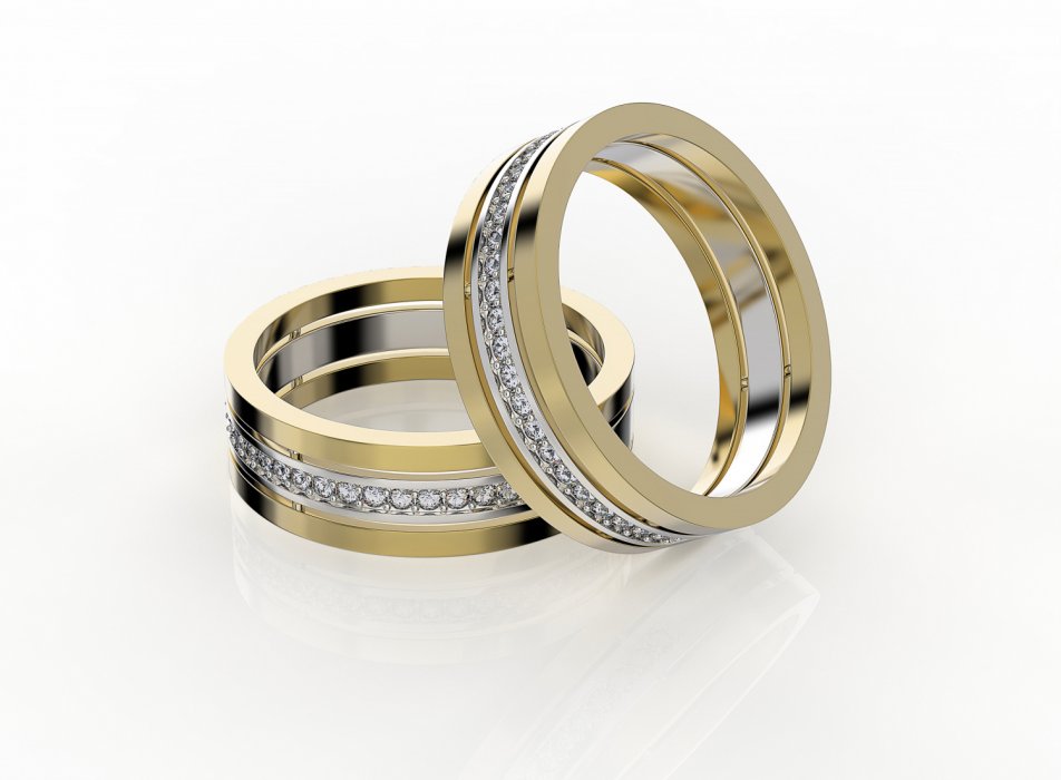 Обручальные кольца из белого и желтого золота