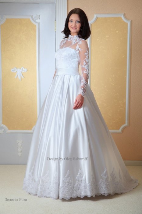 Свадебное платье Золотая Роза (Олег Бабуров) Цена: 25900 руб. Кружево – вышивка на сетке с бисером